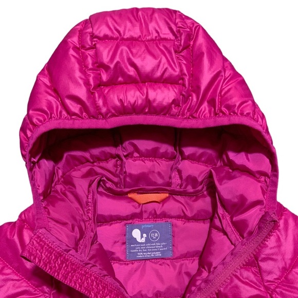 Pink Primary Puffer Jacket 12-18mo - Picture 2 of 4